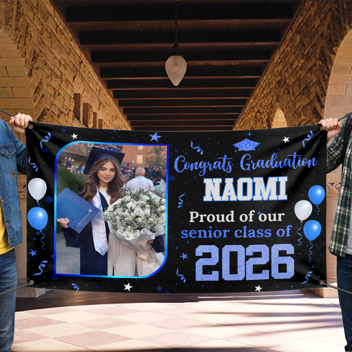 Personalized Graduation Banner, Graduation Party Decorations - Congratulations Photo Banner, Class of 2026 Banner