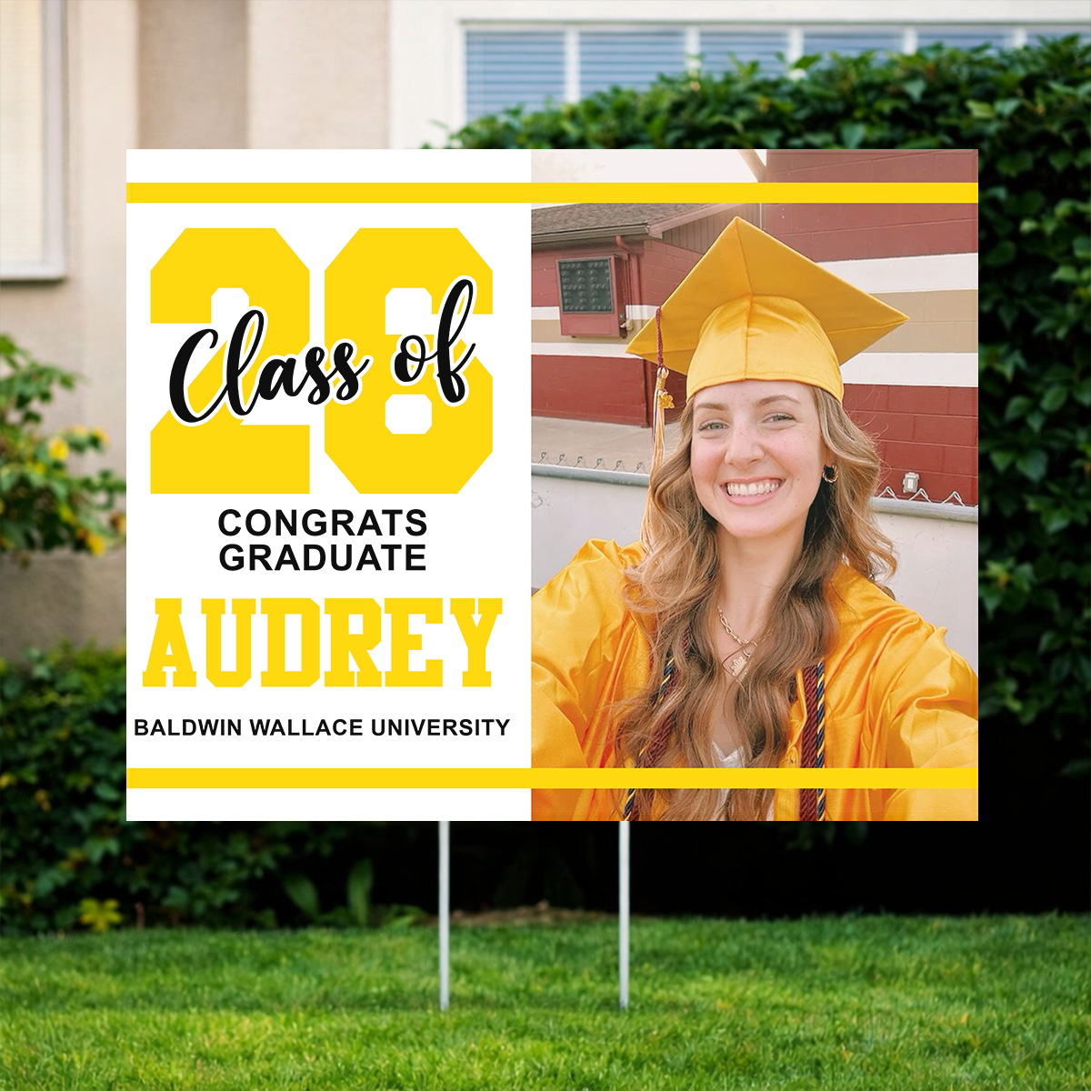 Class of 2026 Congrats Graduation Yard Sign - Personalized Graduation Lawn Sign With Stake