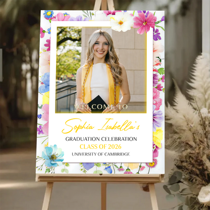 Floral Personalized Graduation Welcome Sign Party