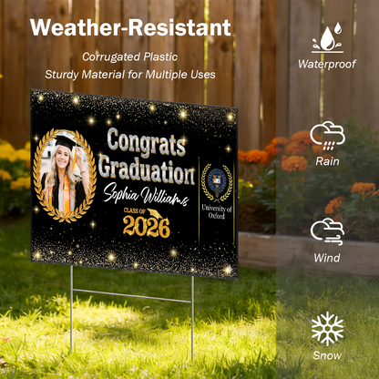 Glitter 26 Graduation Yard Sign Class of 2026 Lawn Sign
