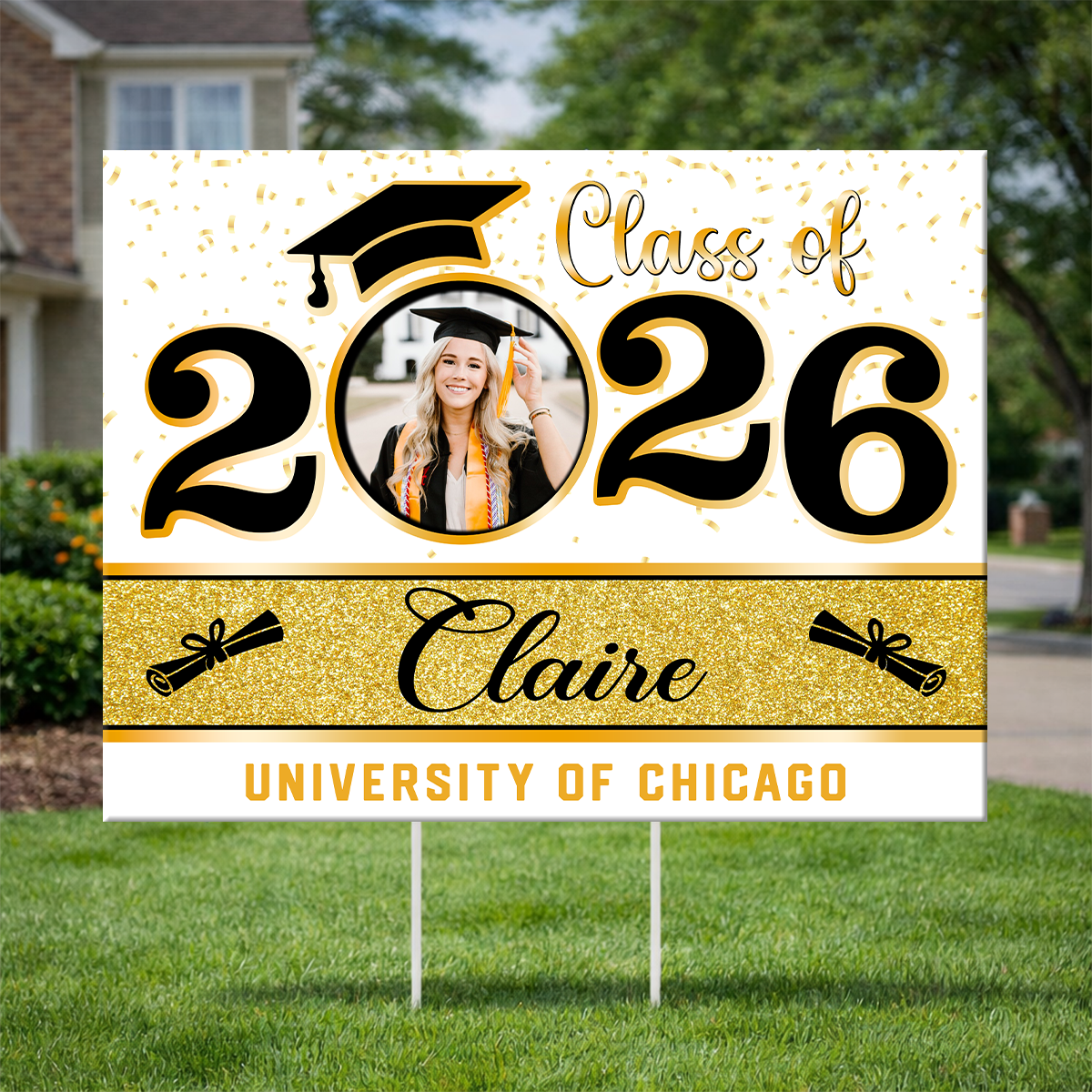 Class Of 2026 Glitter Yard Sign - Personalized Lawn Sign