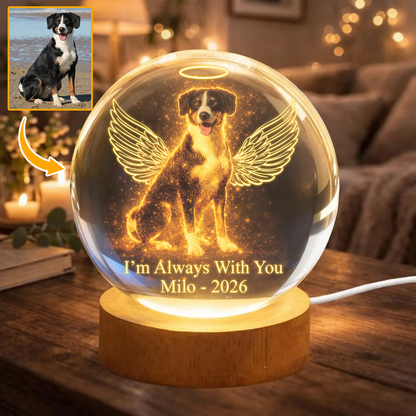 Personalized Pet Angel Memorial Light - Crystal Ball Night Light