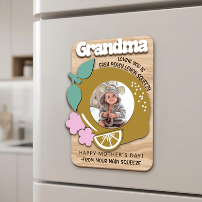 Mother's Day Fridge Photo Magnet - Wood Custom Shape Magnets 2 Layers
