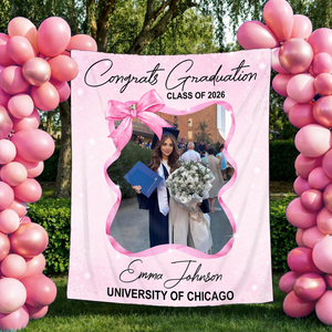 Grad Custom Photo Bow - Personalized Graduation Backdrop