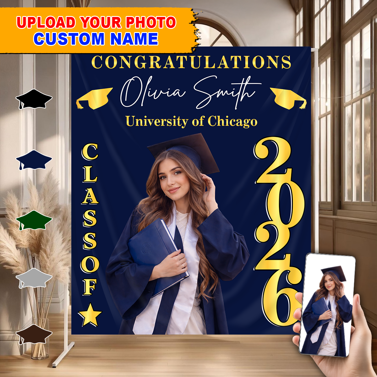 Class Of 2026 Photo Personalized Graduation Backdrop