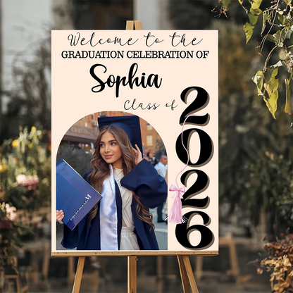 Class Of 2026 Graduation Bow Style - Personalized Welcome Sign