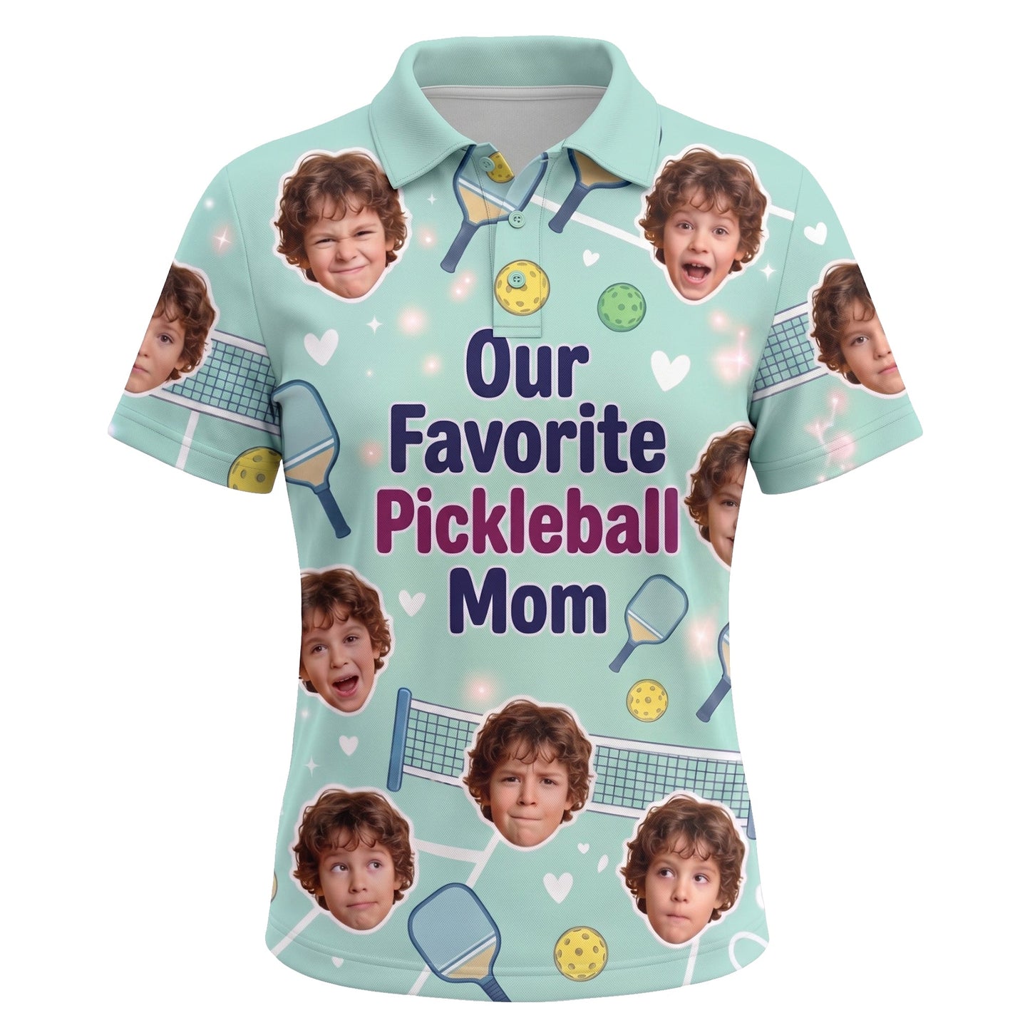 Our Favorite Pickleball Mom Custom Photo Polo Mint