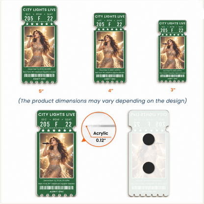 Custom Concert Ticket With Photo Music Event For Fans, Music Lovers - Personalized Magnet