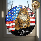Custom Dog Cat Photo USA 250 Anniversary - Stained Glass Window Hanging Suncatcher
