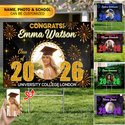 Firework Graduation Yard Sign - Class of 2026 Lawn Sign
