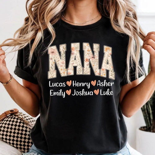 Wildflower Floral Lettering For Mom Grandma - Personalized T-ShirtWildflower Floral Lettering For Mom Grandma - Personalized T-Shirt