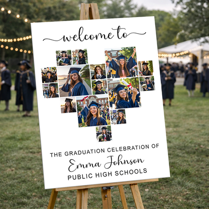 Graduation Heart Photo Personalized Welcome Sign Party