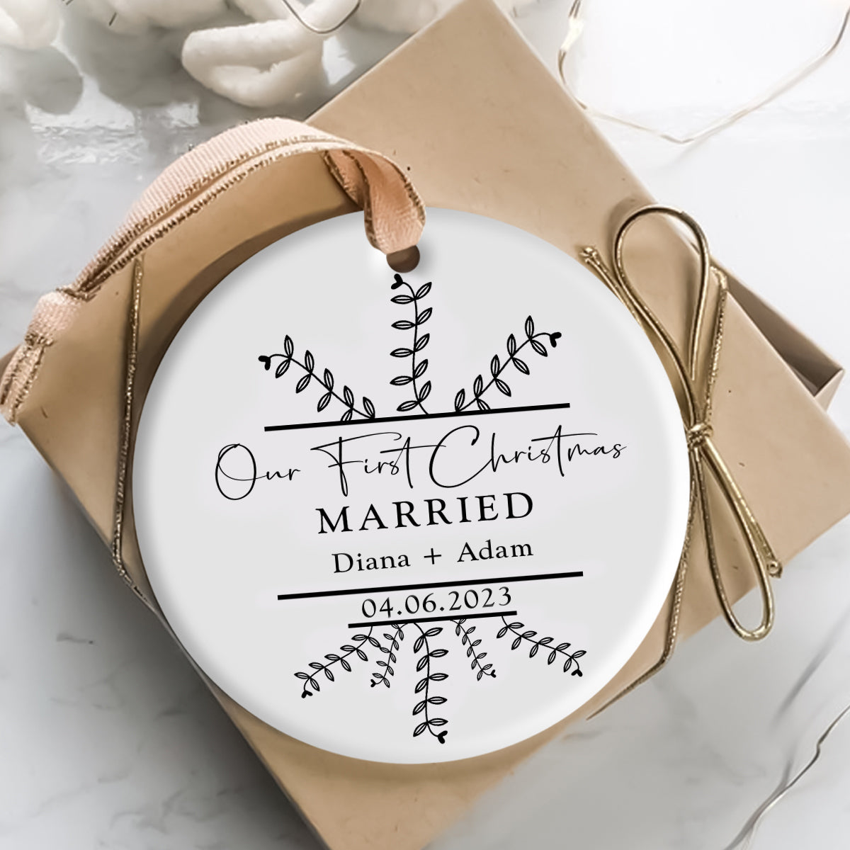 Christmas Engaged Classic Style - Personalized Ornament - Christmas Gift 2_faf2a9e3-f46f-4ac2-99ac-405647a8016d.jpg