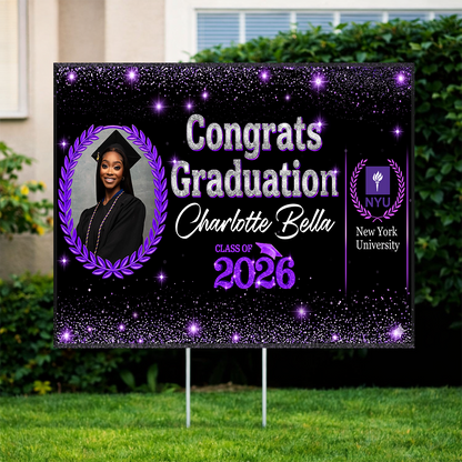 Glitter 26 Graduation Yard Sign Class of 2026 Lawn Sign