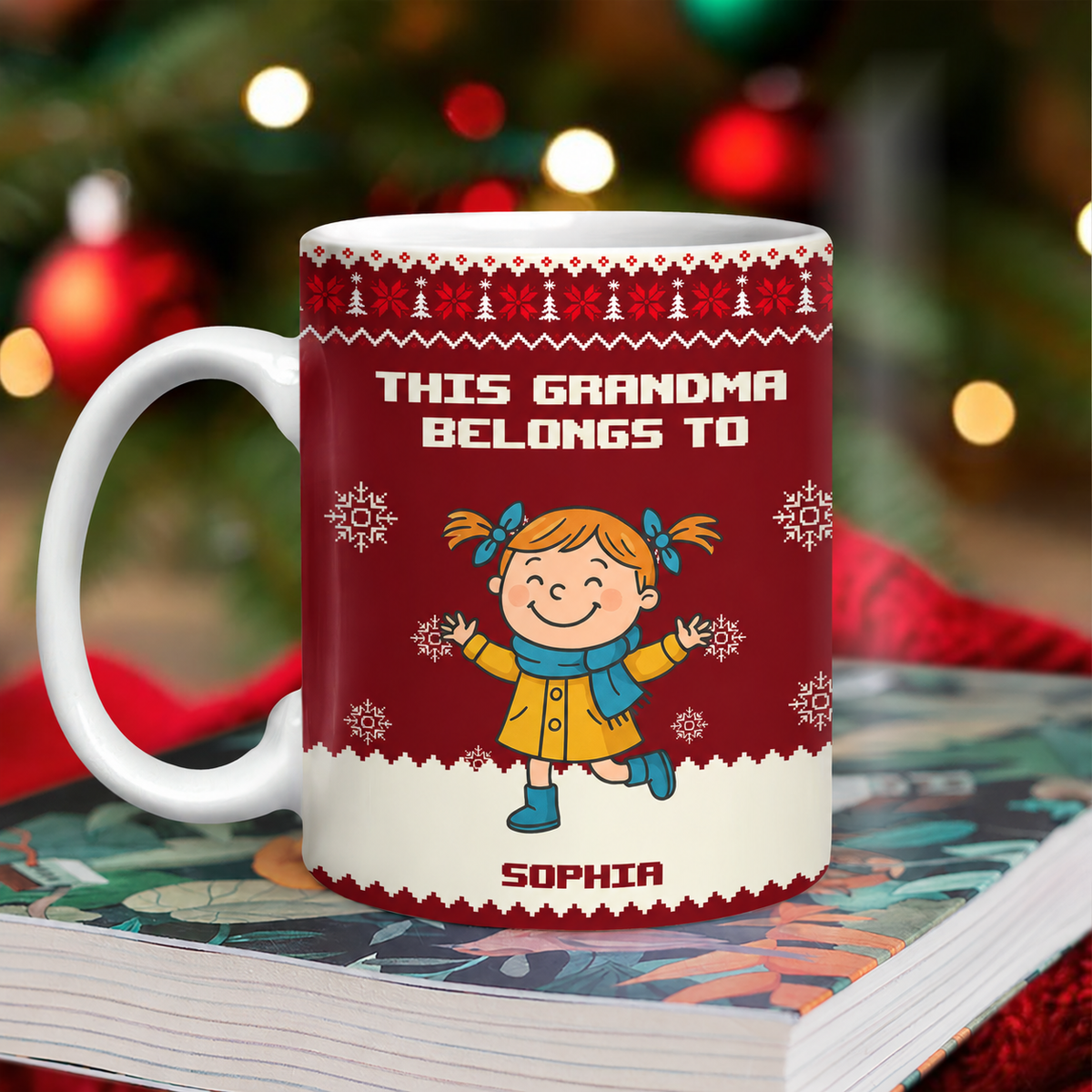 This Grandpa Grandma Belongs To Christmas Kid Stick Figures - Personalized Mug