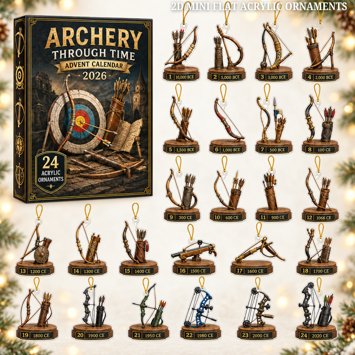 Archery Through Time Advent Calendar 2026 - 24-Day Festive Countdown, Acrylic Charms Blind Box - Gift For Archery Lovers 2aa462b4-9049-4fde-88cd-87cdeca1666b-archery-text.png