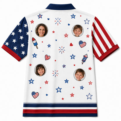 Best Mom Ever Patriotic Photo Polo - Back view