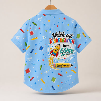 Watch Out Kindergarten Here I Come – Kids AOP Shirt (Name Personalization) - Personalized Hawaiian Kids Shirt - AOP 2bacf12b-0237-4f5a-b20b-e7dc0f156b07.jpg