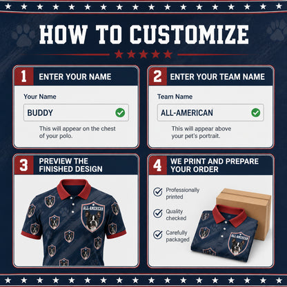 Patriotic Pet Portrait AOP Polo - How to customize