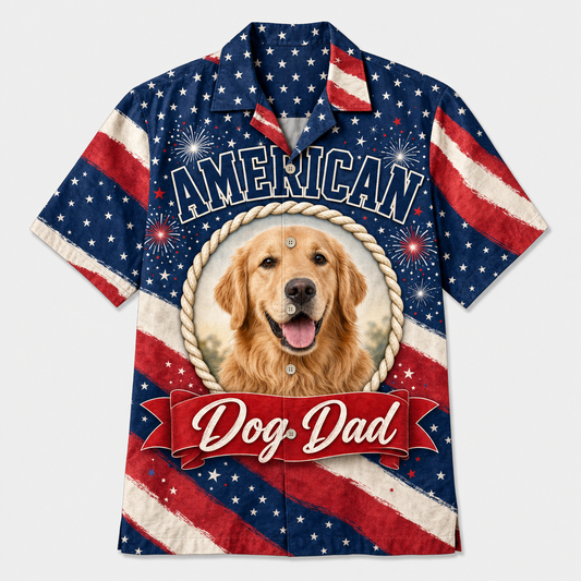 American Dog Dad Photo Hawaiian Shirt - Hero