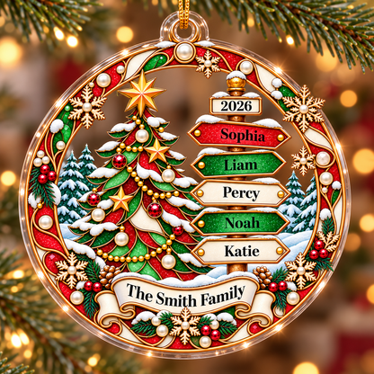 Family Name Sign Post 2D Flat Printed - Personalized Acrylic Ornament - Christmas Tree Decor For Family 2c59951b-903b-47f9-bd2f-97c95a1d081d-3.png