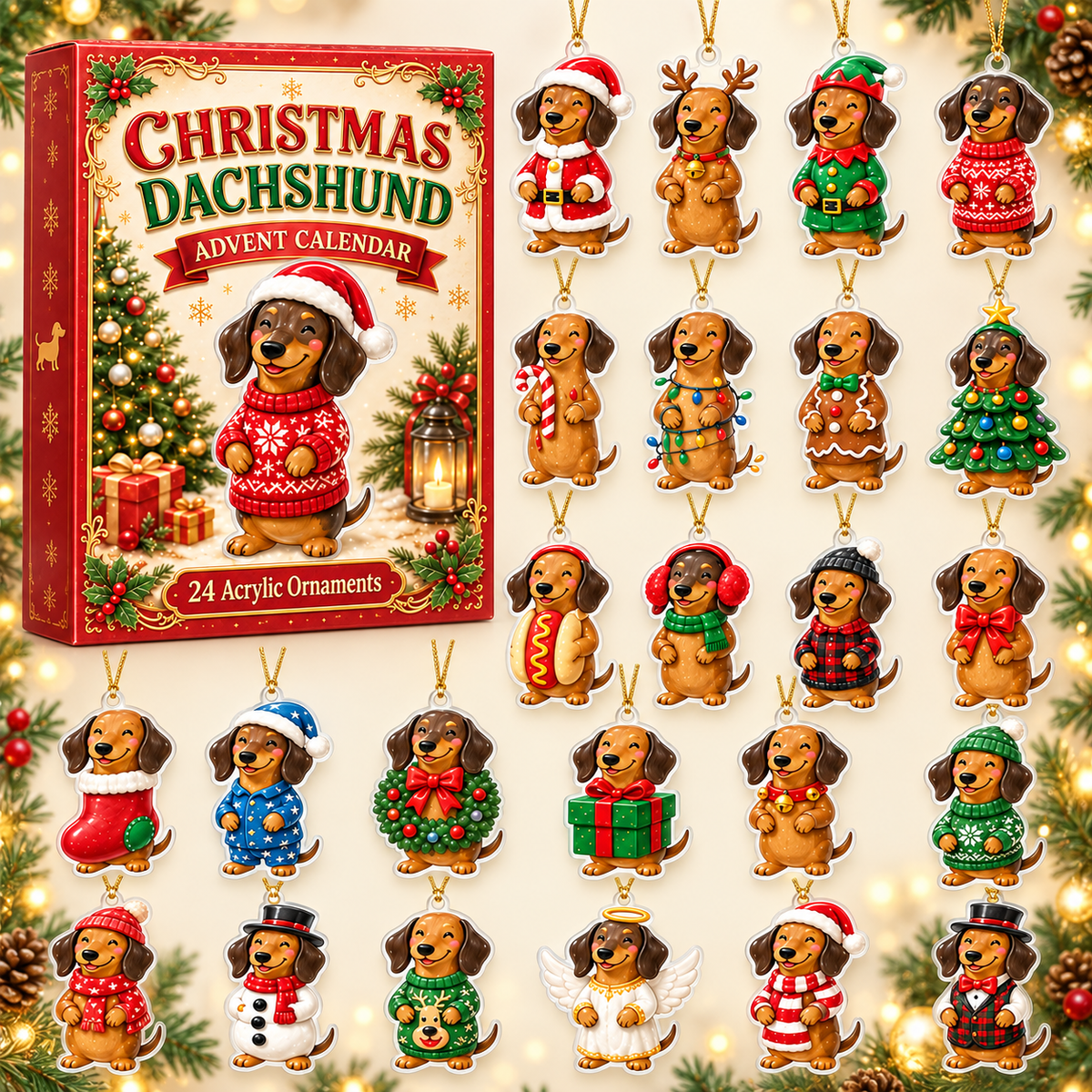 Christmas Dachshund Advent Calendar 2026 - 24-Day Festive Countdown, Acrylic Charms Blind Box - Gift For Dachshund Lovers 2cbbdb84-5b22-408e-b5c4-dcca549c5291-dachshund-box-charms.png