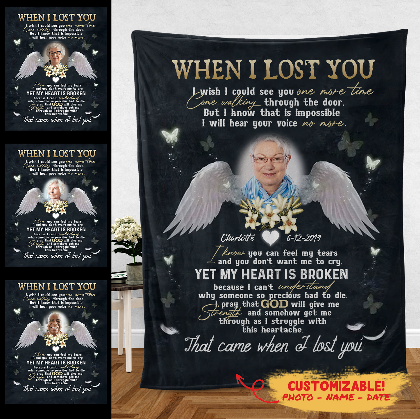 Angel Wings Flower Mother When I Lost You - Personalized Photo Blanket - Memorial Gift For Mom 2copy_247f537a-c724-468e-8428-935354282eaa.png