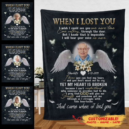 Angel Wings Flower Mother When I Lost You - Personalized Photo Blanket - Memorial Gift For Mom 2copy_247f537a-c724-468e-8428-935354282eaa.png