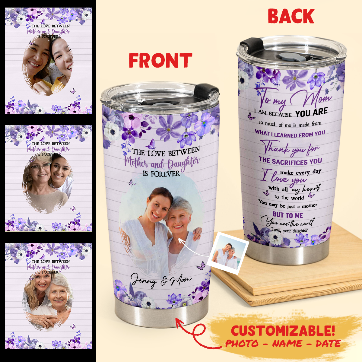 Personalized Mother's Day Gift - The Love Between Mother And Daughter Is Forever - Personalized Stainless Steel Tumbler 2copy_5a7f0089-6ffc-4025-a829-79b9fdb1819f.png