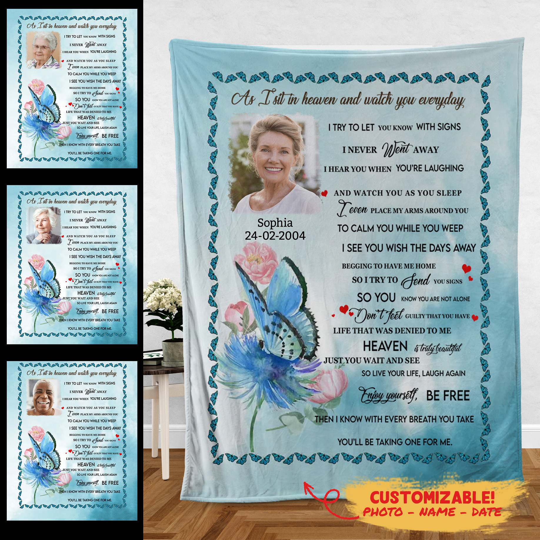 As I Sit In Heaven Blue Butterfly Custom Photo Blanket Memorial 2copy_60401100-51c0-4bc5-af1e-57ffcab30ad6.png