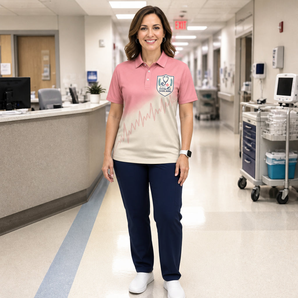 School Nurse Pride Crest AOP Polo - Polo shirt - All over printed 2d0a9350-2e5b-4c6e-bd84-b10edf873700.jpg