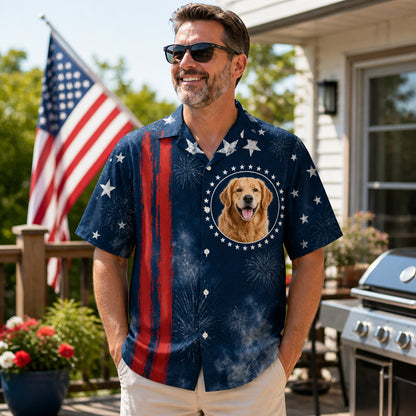 Patriotic Pet Photo Hawaiian Shirt - Lifestyle 1