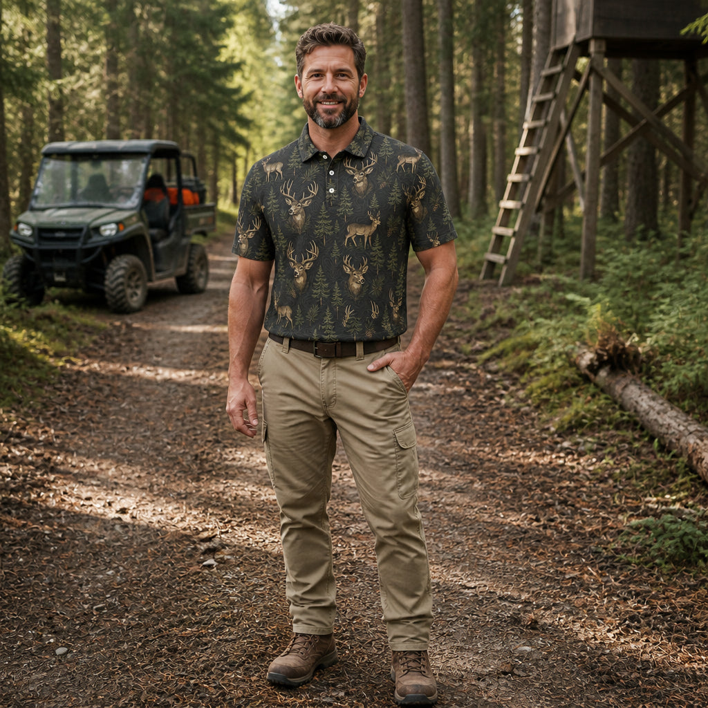 Woodland Deer AOP Polo - Polo shirt - All over printed 2d973f6b-9ba6-445a-8013-90c3dee97f97.jpg