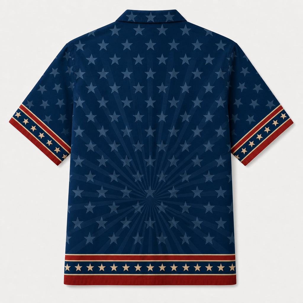 Old Man Dog & America Patriotic Hawaiian Shirt - Back view