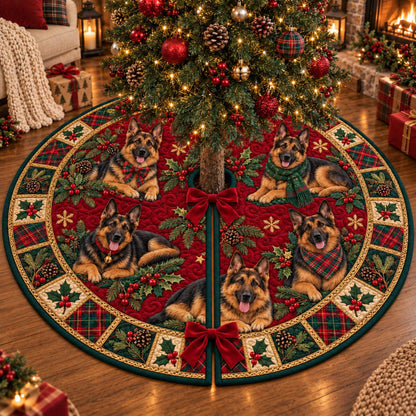 Quilted German Shepherd Christmas Tree Skirt – Red & Green Plaid Holiday Decor, Festive Tree Base Cover, Christmas Gift for Dog Lovers 2df59a56-b04c-4bef-bf29-513a17241330-1.jpg