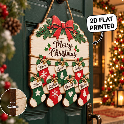 Merry Christmas Family Stockings 2D Flat Printed - Personalized Wood Sign - Christmas Decor For Family, Grandparents, Decor Gift 2eab8117-28cf-4562-9fa7-4cb3dc3fd12b-1.jpg