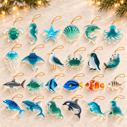 2026 Ocean Animal Advent Calendar – 24 Sea Glass Style Acrylic Christmas Ornaments, Coastal Holiday Countdown Gift for Ocean Lovers 2ebf6726-02f0-4017-9a6e-69fc1e310fdc-24-Sea-Animal-Charms-Flat-Lay.png