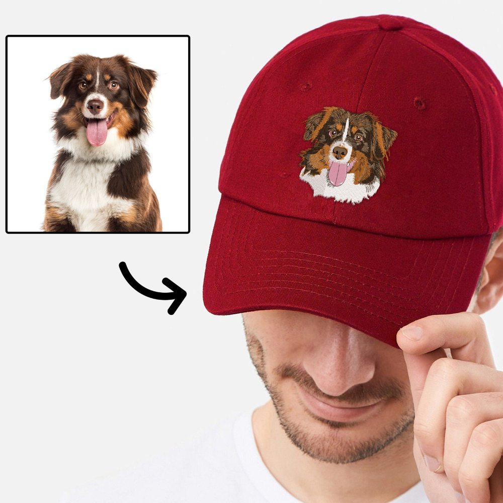 Custom Embroidered Pet Hat with Photo, Personalized Dog Dad Hat, Custom Pet Face Cap, Cat Hat, Dog Mom cap, Unique Gift for Dog Lovers
