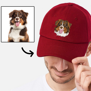 Custom Embroidered Pet Hat with Photo, Personalized Dog Dad Hat, Custom Pet Face Cap, Cat Hat, Dog Mom cap, Unique Gift for Dog Lovers