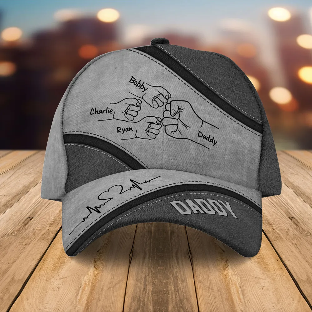 Fist Bump Daddy And Kids - Personalized Classic Cap - Gift For Father, Father's Day 3-1_db784b9c-5974-4f63-a49c-1de7d2da6959.png