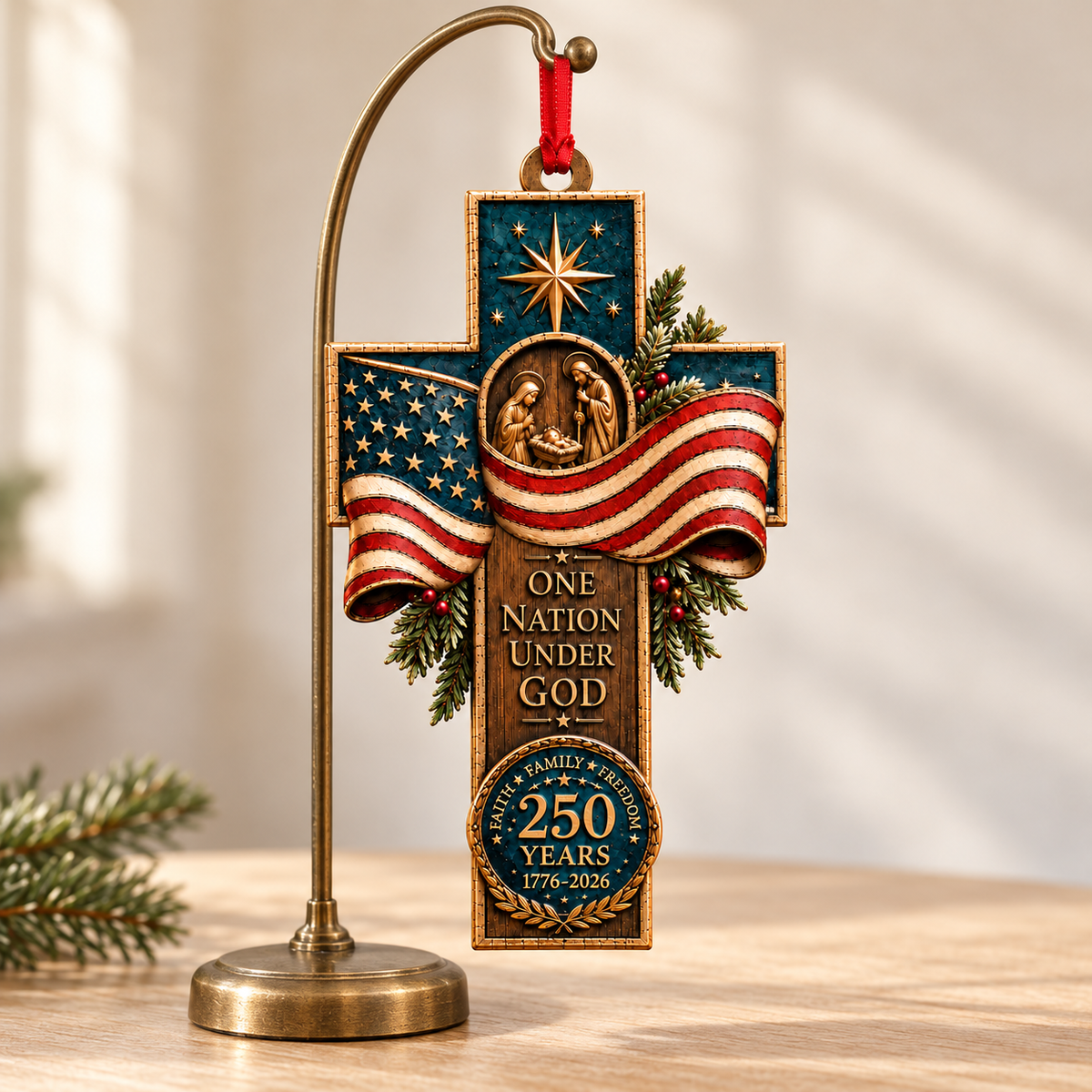 Faith Family Freedom Patriotic Cross Ornament, American Flag 2D Wooden Christmas Decor, One Nation Under God Gift 301461d7-c11a-46df-84d5-f23de2fb9336-Th-nh-gi-Gi-ng-sinh-tr-n-gi-ng-4.png