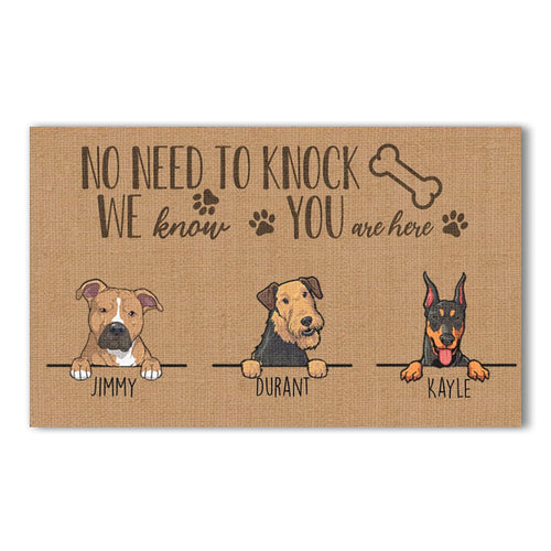 No Need To Knock We Know You Are Here Personalized Dog Doormat 3018-pr.jpg