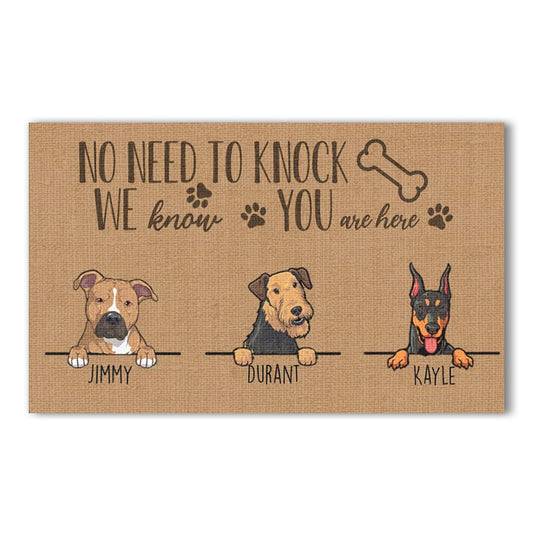 No Need To Knock We Know You Are Here Personalized Dog Doormat 3018-pr.jpg