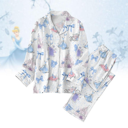 Meet Me At Midnight Cinderella Pajamas Set, Watercolor Princess Sleepwear, Cinderella Coquette Bow PJs, Fairytale Pajama Set for Women 309b132b-16b3-4349-9a18-b79ecb93c396-mk1.jpg