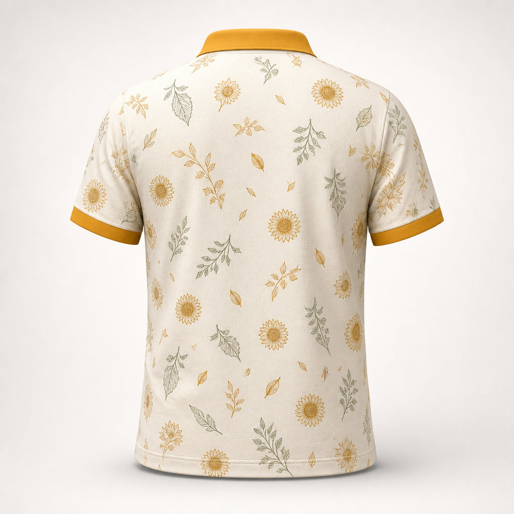 Golden Sunflower Botanical AOP Polo - Polo shirt - All over printed 30eb2538-4717-4ec5-92e8-f8fab995a789.jpg