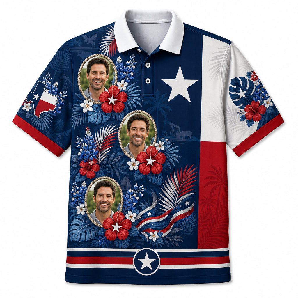 Custom Photo Texas Flag Hawaiian Shirt - Hero