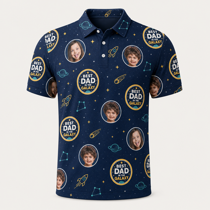 Best Dad in the Galaxy — Kids Photo AOP Polo - Hero