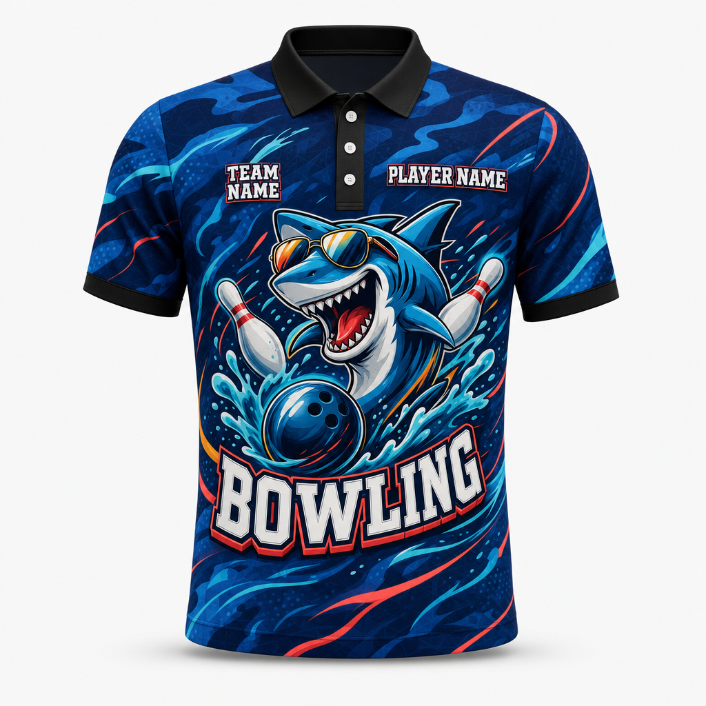 Custom Bowling Shark AOP Polo – Team & Player Name - Personalized Polo shirt - All over printed 316cf749-33c8-4abc-ab72-350f1ededc75.png