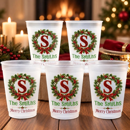 Custom Initial Family Name Christmas Gifts for Families - Personalized Plastic Cups - Christmas Drinkware For Party 3179a17e-78c1-4335-95aa-b7e7b6c7e750-1.jpeg