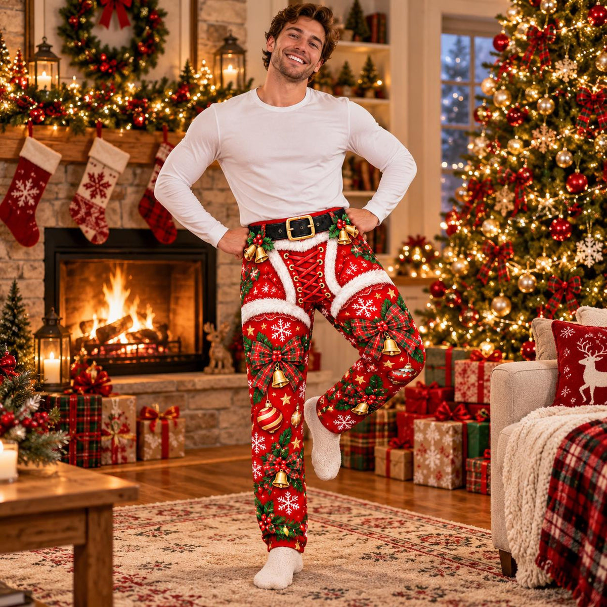 Ugly Christmas Pajama Pants: Red Faux Santa Suit Pattern Men's Lounge Bottoms 31e632af-5ec3-467d-9897-3a6c04ee7049-3.jpg